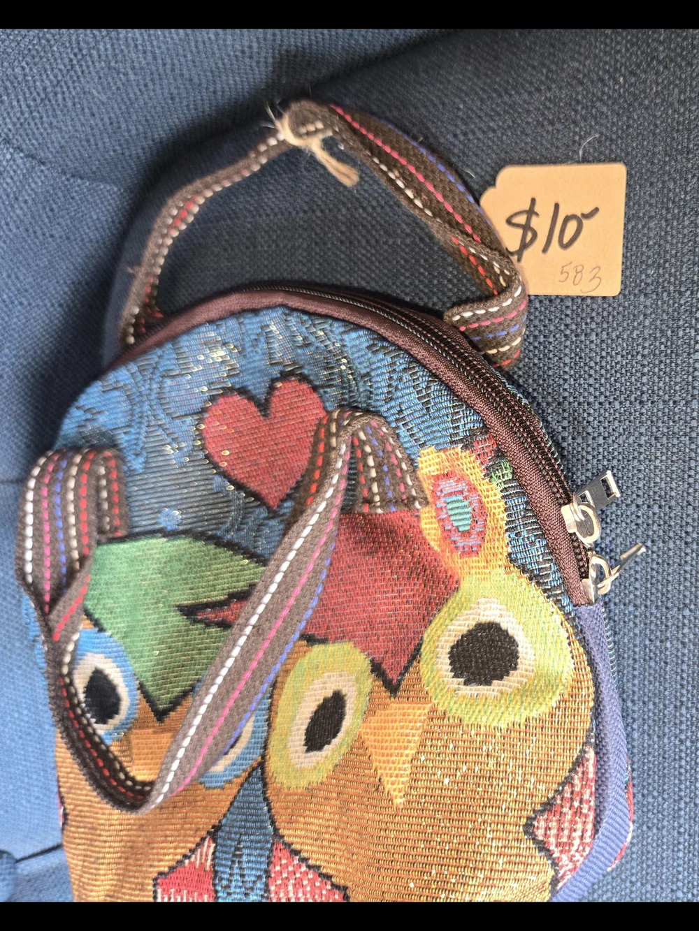 Whimsical Owl Tapestry Cosmetic Bag in Multicolor